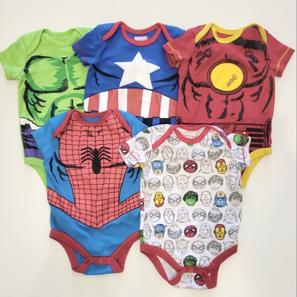 Set of 5 Marvel Baby Bodysuits - Picture 1 of 6